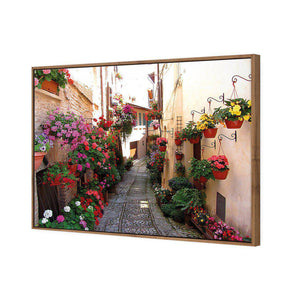 Floral Alley In Italy | Standard Canvas | Floating Frame | Natural