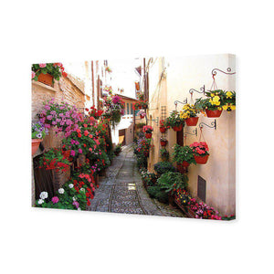 Floral Alley In Italy | Standard Canvas | No Frame | Stretched Canvas