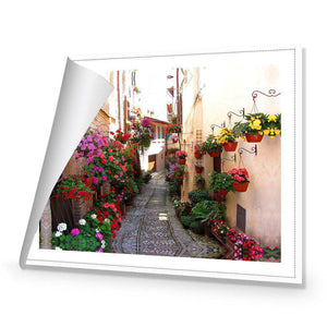 Floral Alley In Italy | Standard Canvas | No Frame | Rolled Canvas