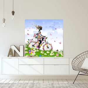 Flower Cycling (square) - Wall Art Designs - 2186_AS_Q WAD_CP - MPY - 260 - M - S - S_37x37_NONE