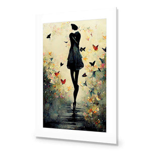 Girl with Butterflies I | Classic Acrylic | No Frame With Border