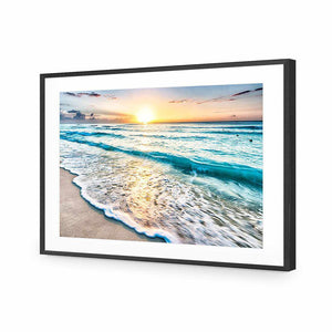 Glimmering Sunrise, Rectangle | Standard Acrylic | Flat Frame With Border | Black