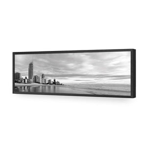 Gold Coast Panoramic, Black and White (long) | Classic Acrylic | Flat Frame No Border | Black