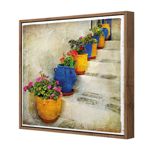 Greek Pots Of Colour | Classic Canvas | Floating Frame | Natural