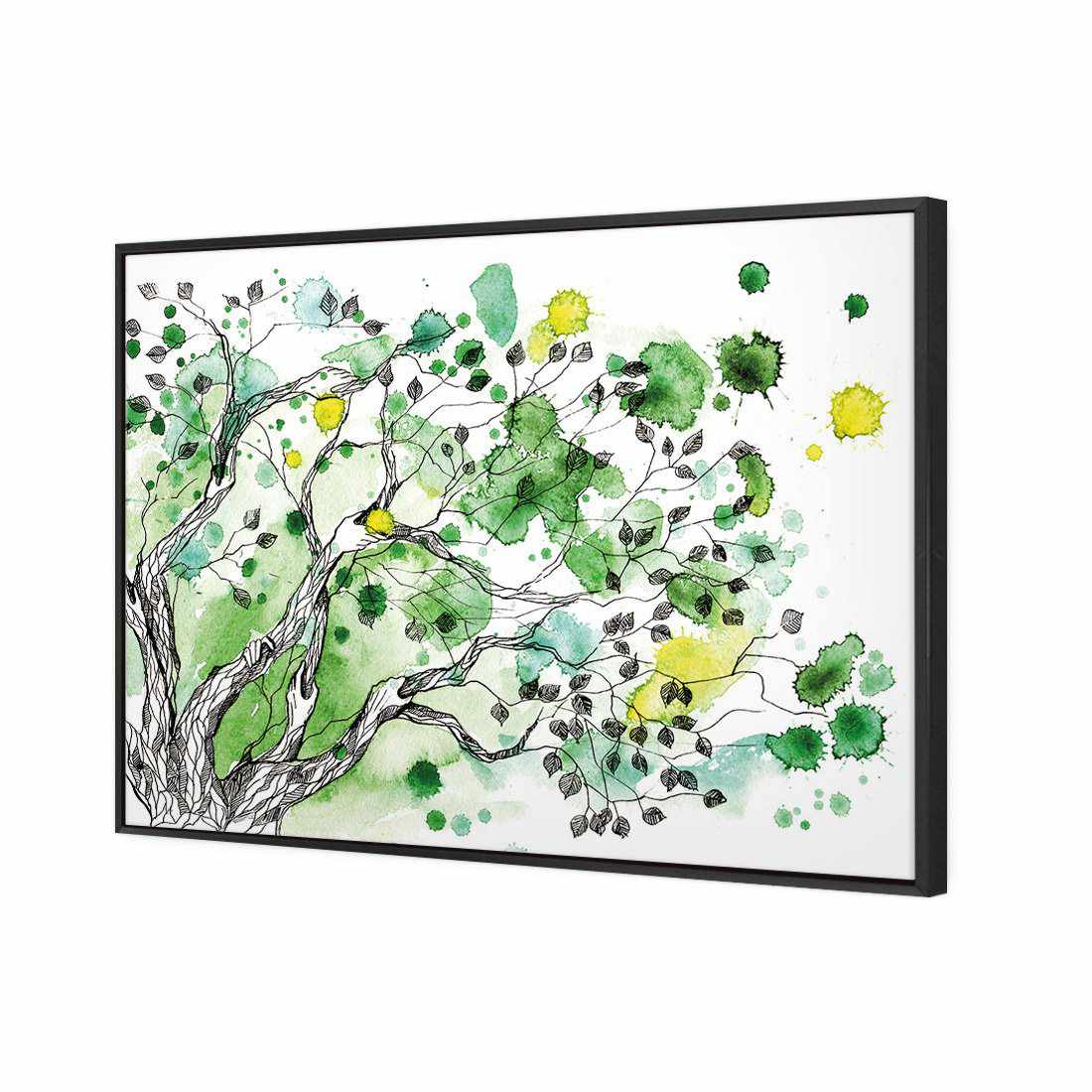 Green Tree Splash | Standard Canvas | Floating Frame | Black