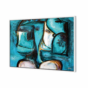 Griessel Koppen, Teal | Standard Canvas | Floating Frame | White