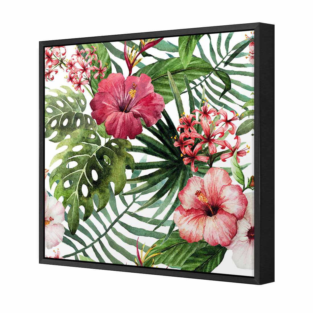 Hibiscus Array | Standard Canvas | Floating Frame | Black