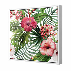 Hibiscus Array | Standard Canvas | Floating Frame | White