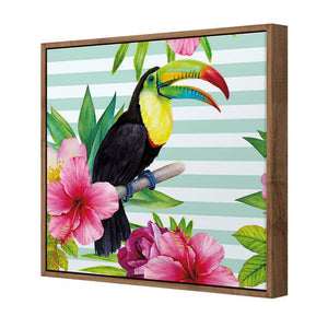 Hibiscus Toucan | Standard Canvas | Floating Frame | Natural