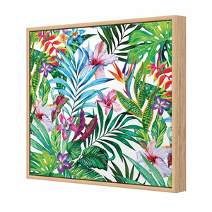 Jungle At Noon, Square | Standard Canvas | Floating Frame | Oak