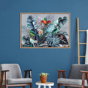 Jungle Exotica Blue I (Horizontal) | Classic Canvas | No Frame | Stretched Canvas