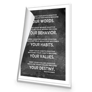 Keep Positive, White on Black | Standard Canvas | No Frame | Rolled Canvas