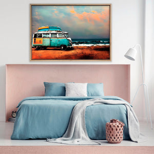 Kombi at the Beach | Classic Canvas | No Frame | Stretched Canvas