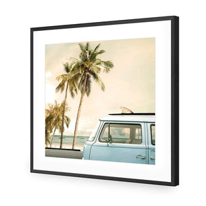 Kombi Vacation | Classic Acrylic | Flat Frame With Border | Black
