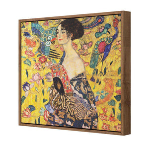 Lady With Fan, Square by Gustav Klimt | Standard Canvas | Floating Frame | Natural