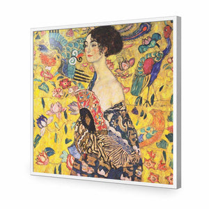 Lady With Fan, Square by Gustav Klimt | Standard Acrylic | Flat Frame No Border | White