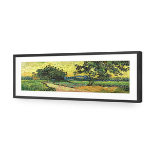 Landscape At Twilight by Van Gogh | Standard Acrylic | Flat Frame With Border | Black