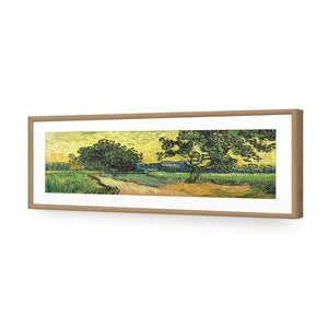 Landscape At Twilight by Van Gogh | Standard Acrylic | Flat Frame With Border | Oak