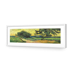 Landscape At Twilight by Van Gogh | Standard Acrylic | Flat Frame With Border | White