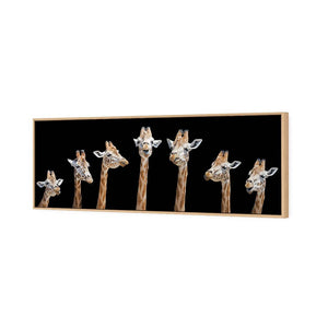 Laughing Giraffes | Classic Canvas | Floating Frame | Oak