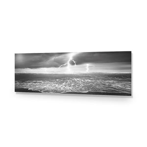 Lightning Beach, Black and White (Long) | Classic Acrylic | No Frame No Border