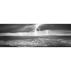 Lightning Beach, Black and White (Long) | Classic Canvas | No Frame | Stretched Canvas