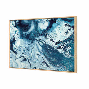 Liquified, Deep Blue | Classic Canvas | Floating Frame | Oak