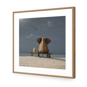 Little And Large, Square | Standard Acrylic | Flat Frame With Border | Oak
