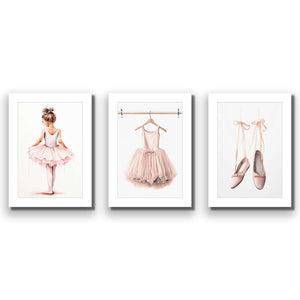 Little Ballerina 1 - Trio Art Set | Classic Acrylic | No Frame With Border