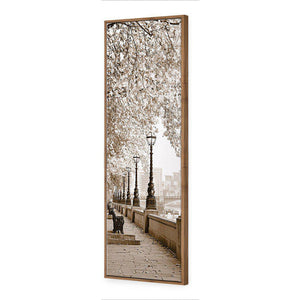 London Riverwalk, Sepia, Long | Standard Canvas | Floating Frame | Natural