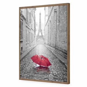 Lost Umbrella In Paris, Red | Standard Acrylic | Flat Frame No Border | Natural