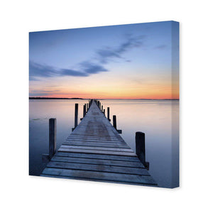 Misty Blue Jetty, Square | Standard Canvas | No Frame | Stretched Canvas