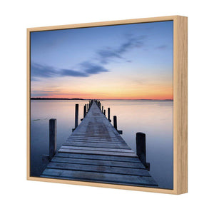 Misty Blue Jetty, Square | Standard Canvas | Floating Frame | Oak