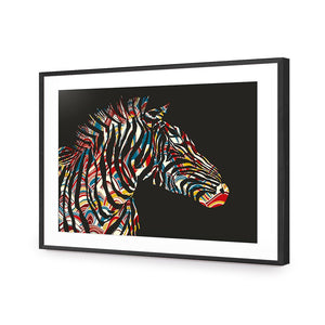 Silhouette Zebra | Classic Acrylic | Flat Frame With Border | Black
