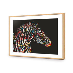 Silhouette Zebra | Classic Acrylic | Flat Frame With Border | Oak