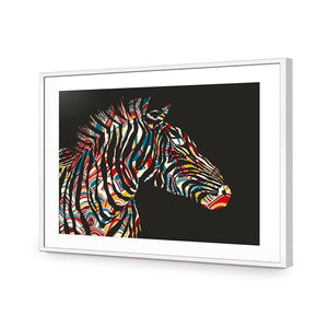 Silhouette Zebra | Classic Acrylic | Flat Frame With Border | White