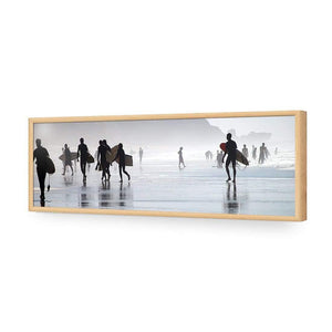 Surfers in the Mist (Long) | Classic Acrylic | Flat Frame No Border | Oak