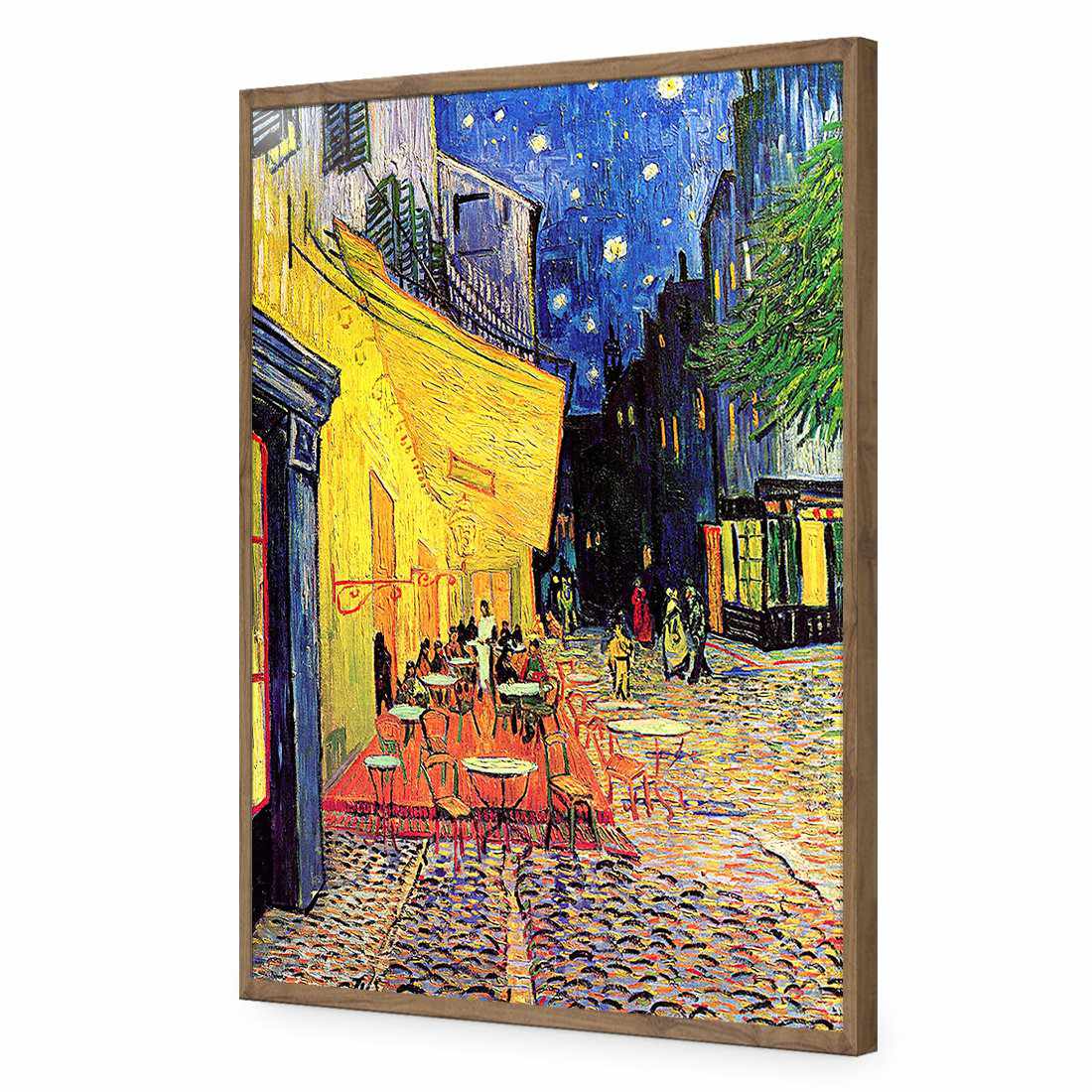 The Cafe Terrace - Van Gogh-Acrylic-Wall Art Design-Without Border-Acrylic - Natural Frame-45x30cm-Wall Art Designs