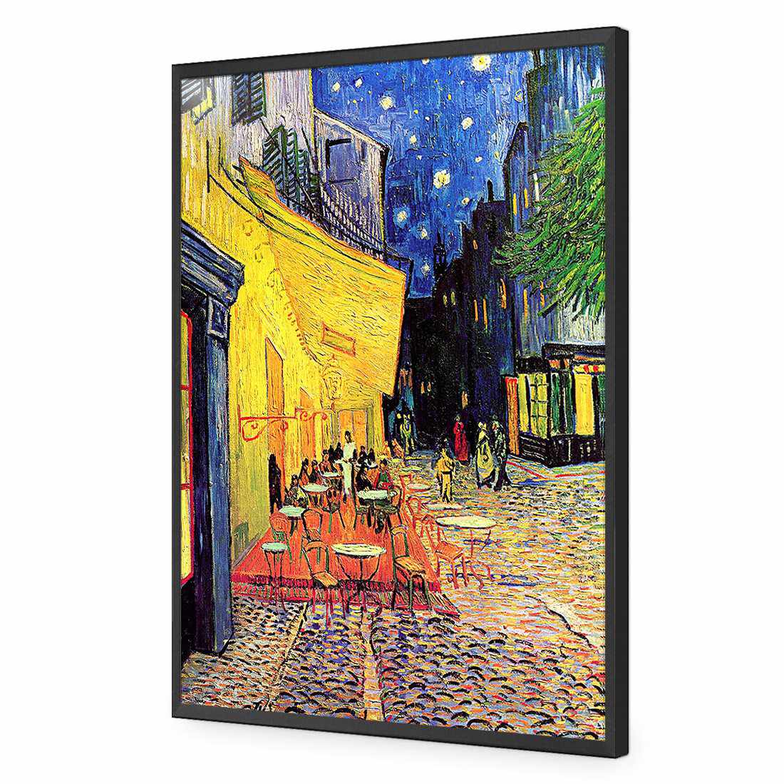 The Cafe Terrace - Van Gogh-Acrylic-Wall Art Design-Without Border-Acrylic - Black Frame-45x30cm-Wall Art Designs