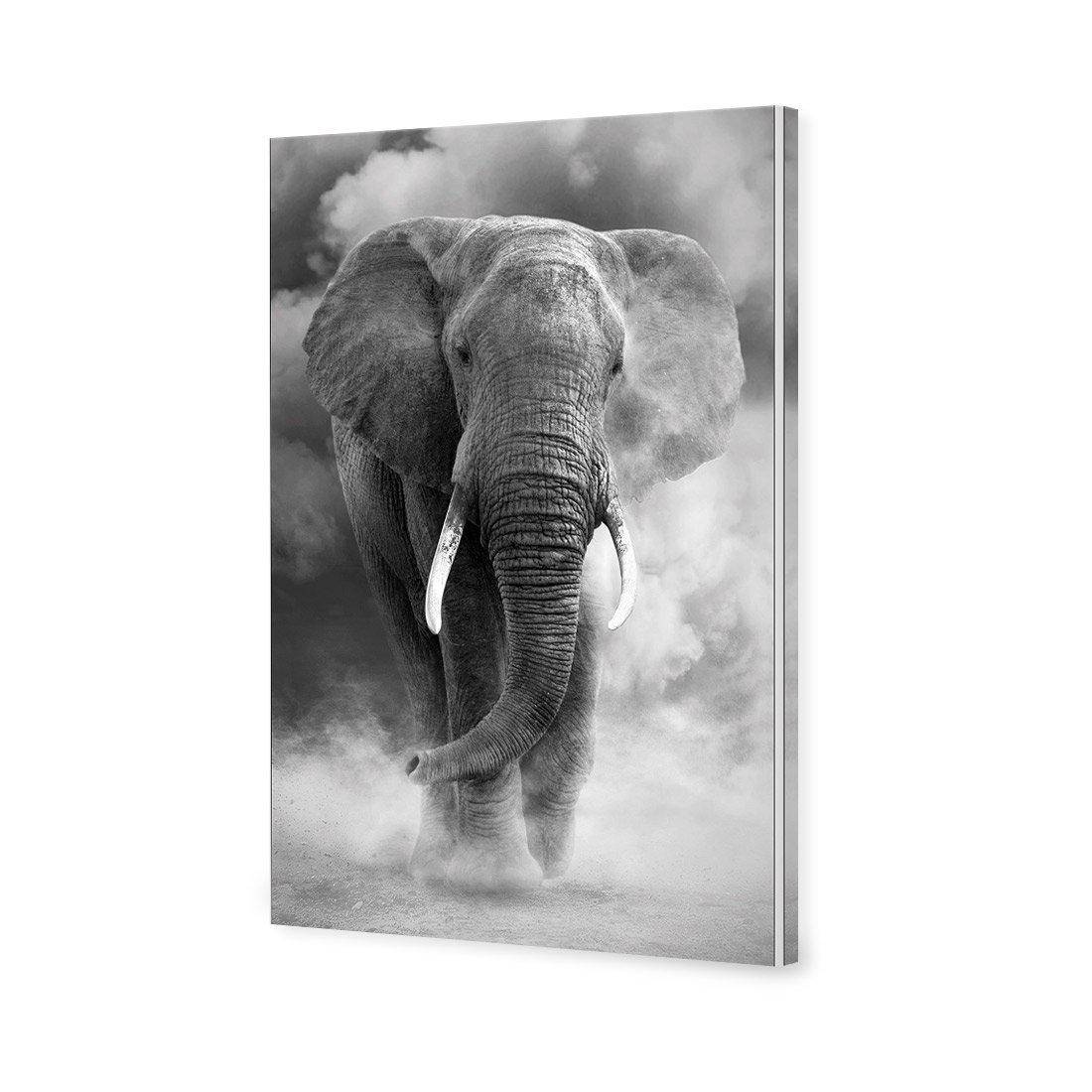 Elephant In Dust, B&W Canvas Art-Canvas-Wall Art Designs-45x30cm-Canvas - No Frame-Wall Art Designs