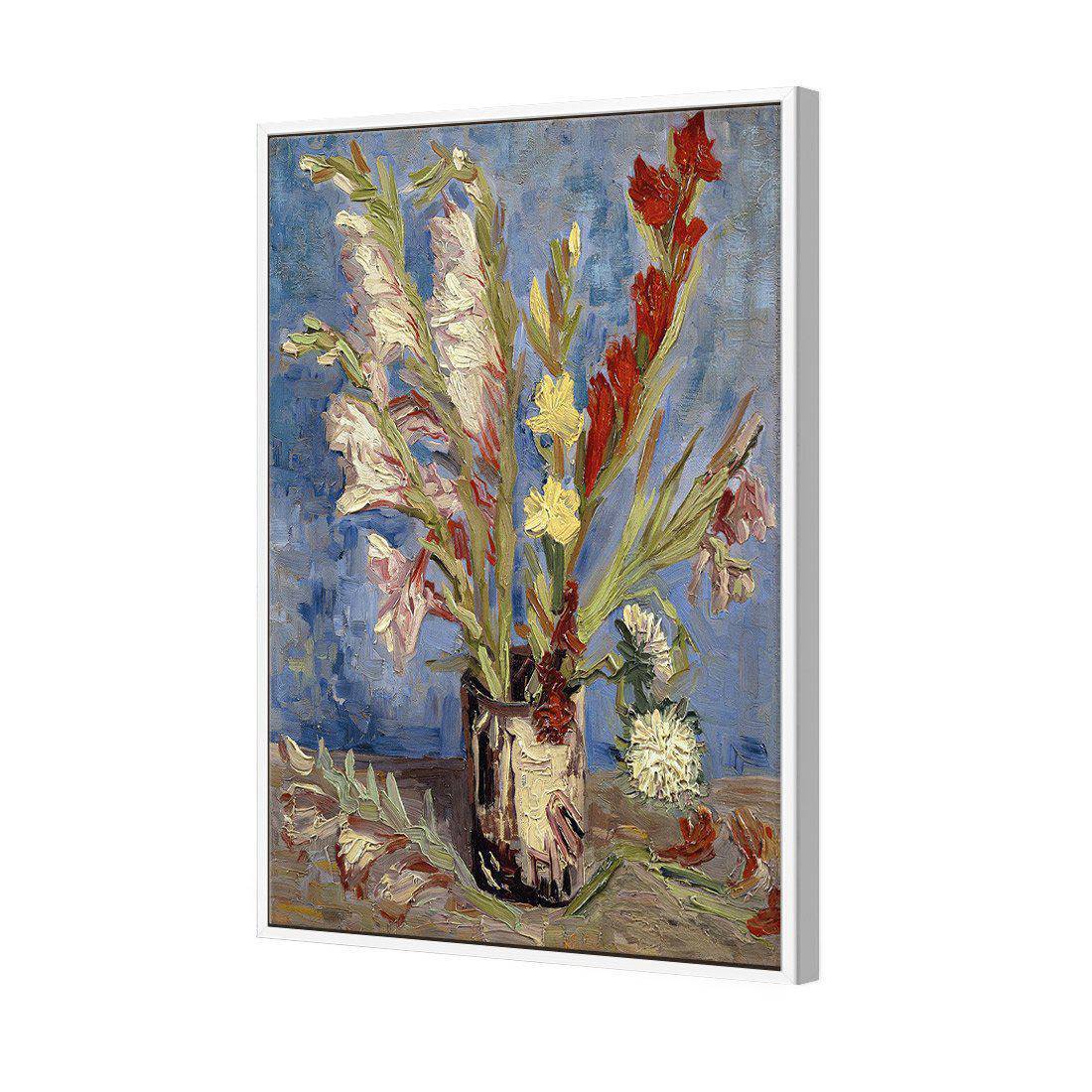 Vase Of Gladioli - Van Gogh Canvas Art-Canvas-Wall Art Designs-45x30cm-Canvas - White Frame-Wall Art Designs
