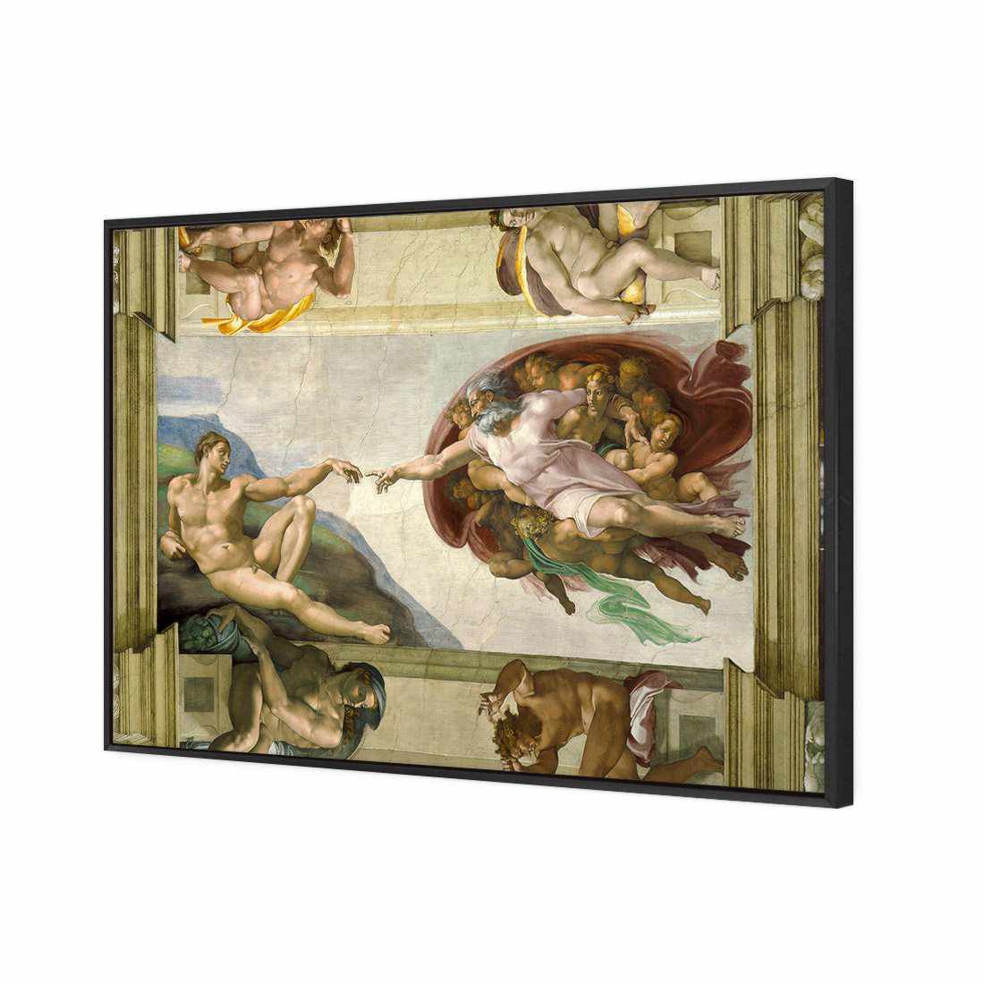 Creation Of Adam - Michelangelo Canvas Art-Canvas-Wall Art Designs-45x30cm-Canvas - Black Frame-Wall Art Designs