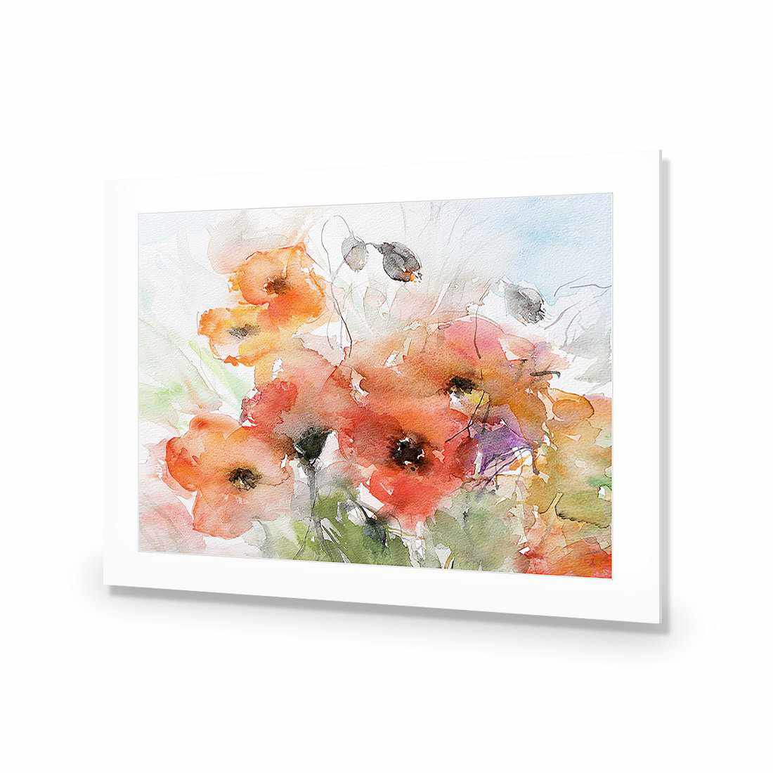 Watercolour Poppies-Acrylic-Wall Art Design-With Border-Acrylic - No Frame-45x30cm-Wall Art Designs