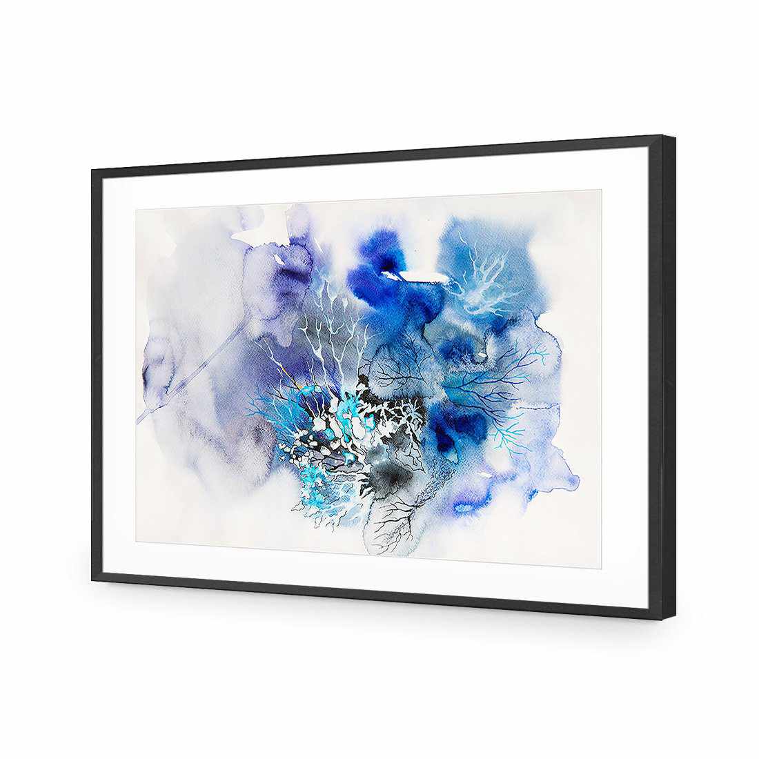 Veins Of Life, Blue-Acrylic-Wall Art Design-With Border-Acrylic - Black Frame-45x30cm-Wall Art Designs