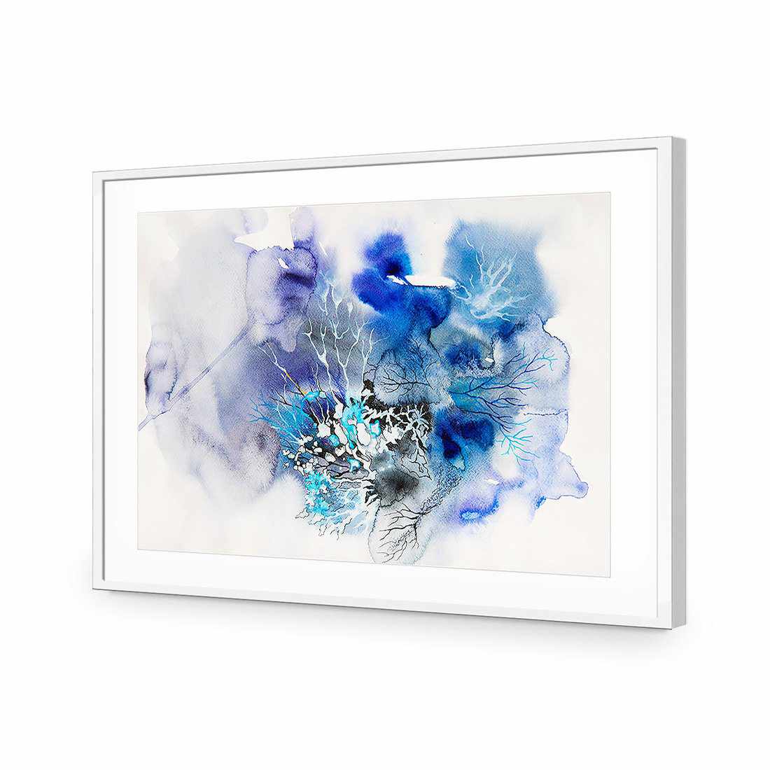 Veins Of Life, Blue-Acrylic-Wall Art Design-With Border-Acrylic - White Frame-45x30cm-Wall Art Designs
