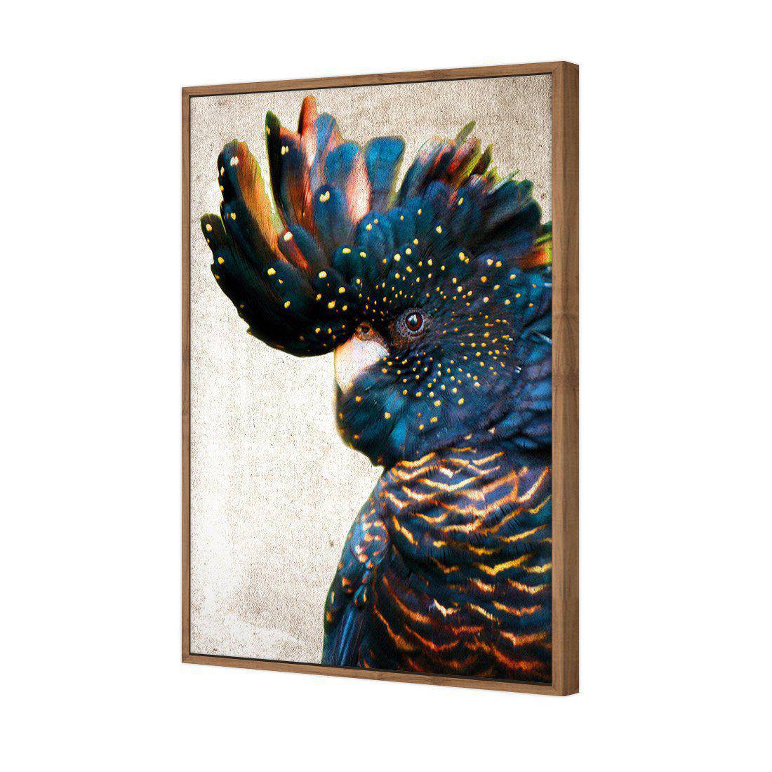 Black Cockatoo Side, Grunge Canvas Art-Canvas-Wall Art Designs-45x30cm-Canvas - Natural Frame-Wall Art Designs