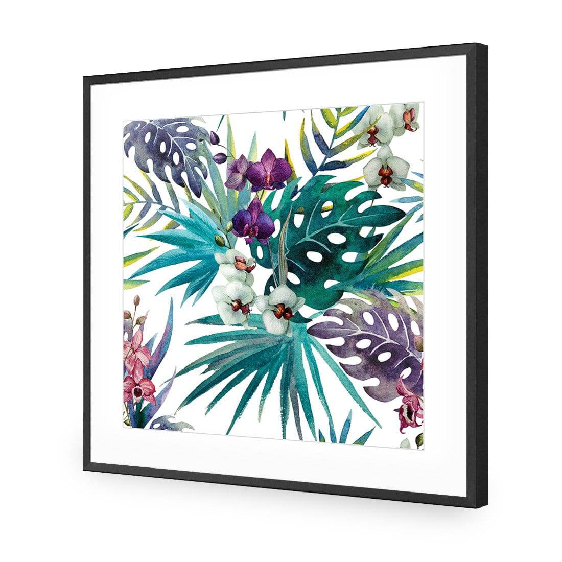 Orchid Exotica, Square-Acrylic-Wall Art Design-With Border-Acrylic - Black Frame-37x37cm-Wall Art Designs