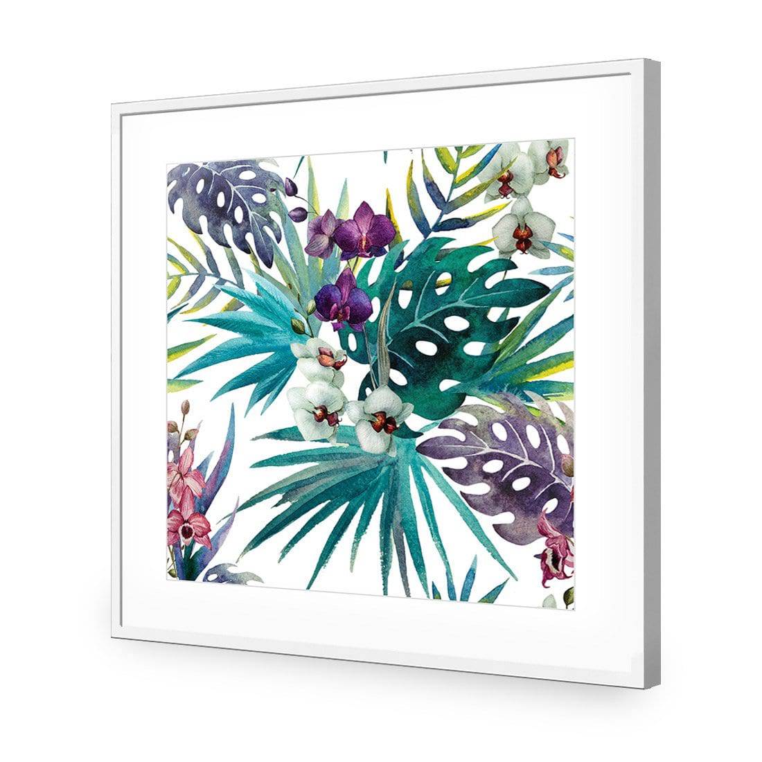 Orchid Exotica, Square-Acrylic-Wall Art Design-With Border-Acrylic - White Frame-37x37cm-Wall Art Designs