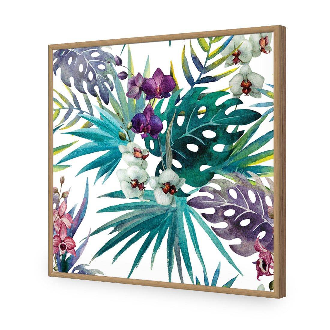 Orchid Exotica, Square-Acrylic-Wall Art Design-Without Border-Acrylic - Oak Frame-37x37cm-Wall Art Designs