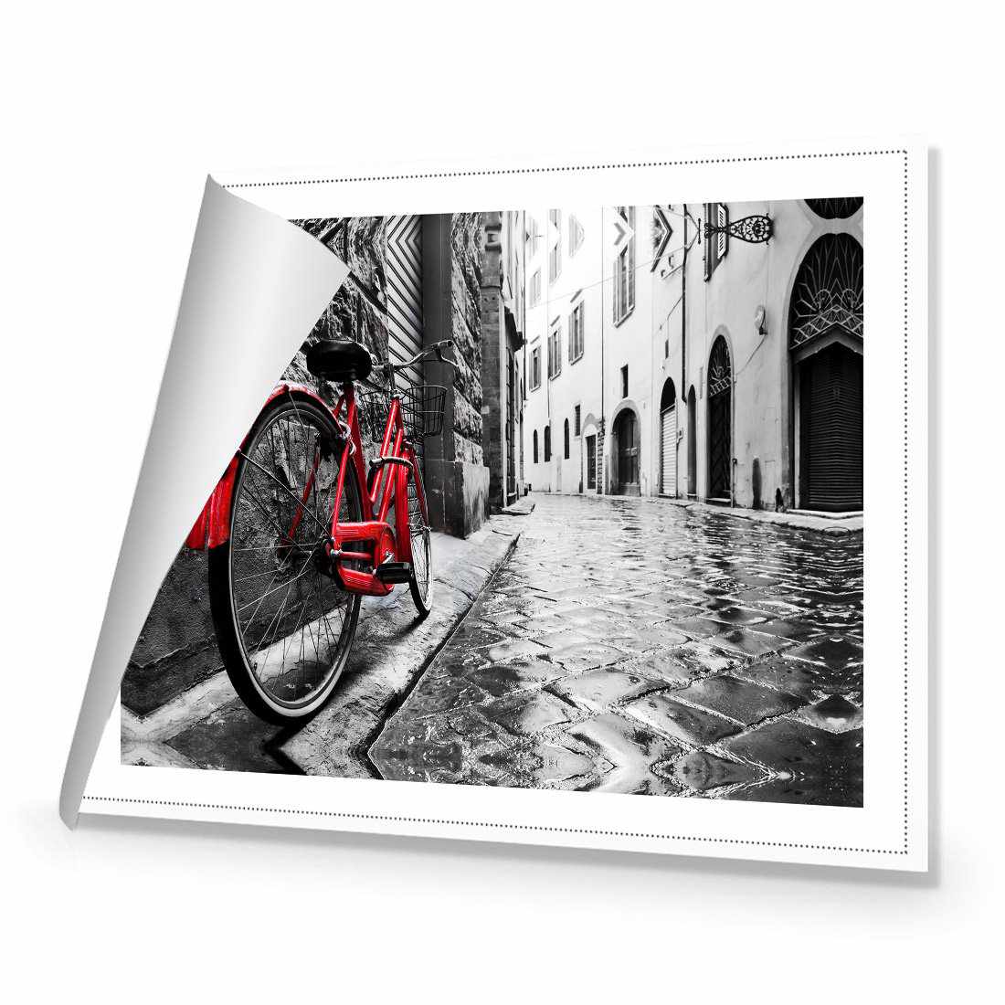 Retro Bike on Cobbles Canvas Art-Canvas-Wall Art Designs-45x30cm-Rolled Canvas-Wall Art Designs